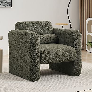 Merax Modern Accent Chair Lambskin Sherpa Fabric Upholstered Comfy Reading Arm Chair