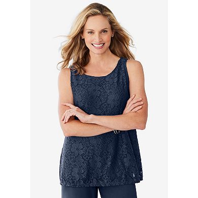 Woman Within Plus Size Petite 3-Piece Lace Jacket/Tank/Pant Set