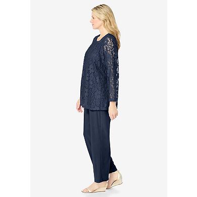 Woman Within Plus Size Petite 3-Piece Lace Jacket/Tank/Pant Set