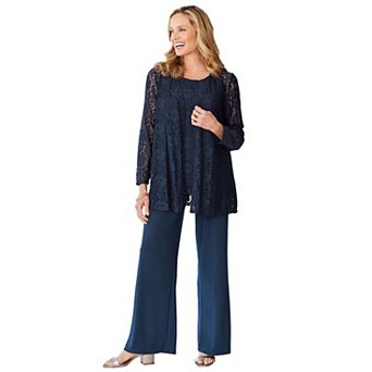 Woman Within Plus Size Petite 3 pc Lace Jacket/Tank/Pant Set