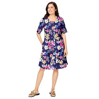 Woman Within Plus Size Button-Front Short Essential Dress