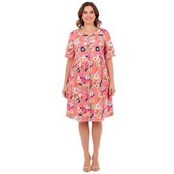 Woman Within Plus Size Button-Front Short Essential Dress