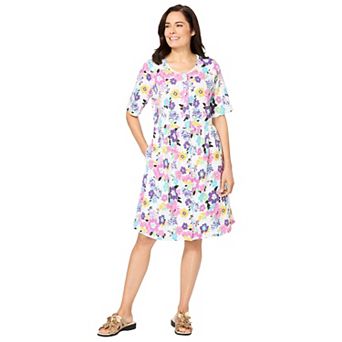 Woman Within Plus Size Button-Front Short Essential Dress
