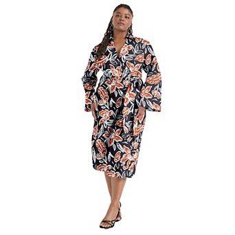 June + Vie Women's Plus Size Midi Wrap Dress