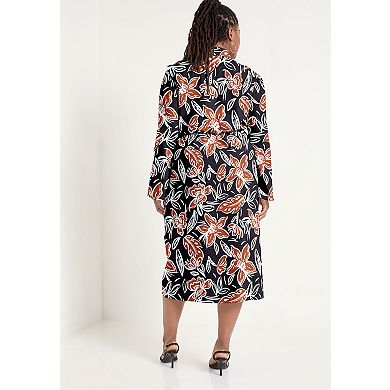 June + Vie Women's Plus Size Midi Wrap Dress