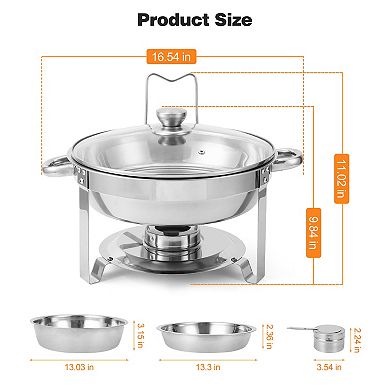 4 Pack Chafing Dish Buffet Set, 5QT Stainless Steel Chafer for Parties Wedding Banquet