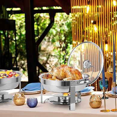 4 Pack Chafing Dish Buffet Set, 5QT Stainless Steel Chafer for Parties Wedding Banquet
