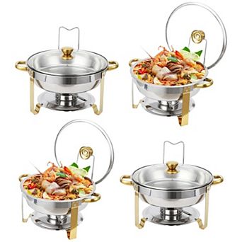 4 Pack Chafing Dish Buffet Set, 5-qt Stainless Steel Chafer for Parties Wedding Banquet