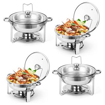 4 Pack Chafing Dish Buffet Set, 5-qt Stainless Steel Chafer for Parties Wedding Banquet