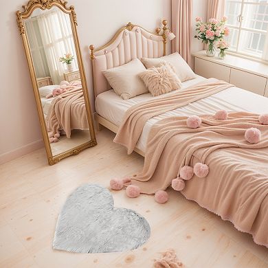1Pc Heart Shape Plush Mat Soft Absorbent Washable Toilet Shag Area Rugs 12"x16"
