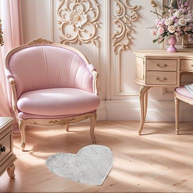 1Pc Heart Shape Plush Mat Soft Absorbent Washable Toilet Shag Area Rugs 28"x36"