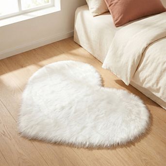 1 pc Heart Shape Plush Mat Soft Absorbent Washable Toilet Shag Area Rugs 28"x36"