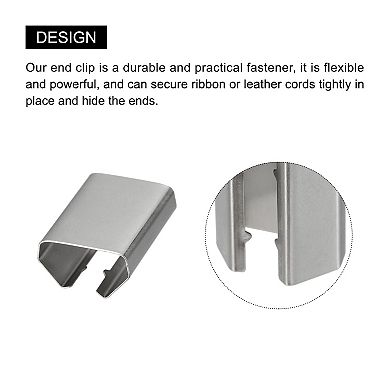 Fold Over Crimp End Caps, 50Pcs 20 x 16mm Ribbon End Clasp Tips Clamp Cord Ends, White Nickel