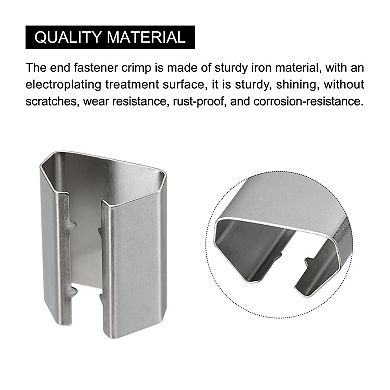 Fold Over Crimp End Caps, 50Pcs 20 x 16mm Ribbon End Clasp Tips Clamp Cord Ends, White Nickel