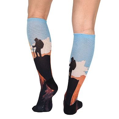 Sunset Stroll Pattern Men and Women 2 Pair Socks, Unique colorful Knee High Socks