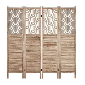 4 Panel Room Dividers, 6 Ft Tall Freestanding Foldable Decorative Cutout Wooden Privacy Screen