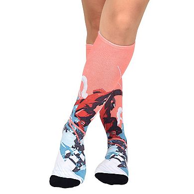 Alpine Racer Pattern CoolMax Knee High Socks, Men & Women Colorful 1 Pair Socks