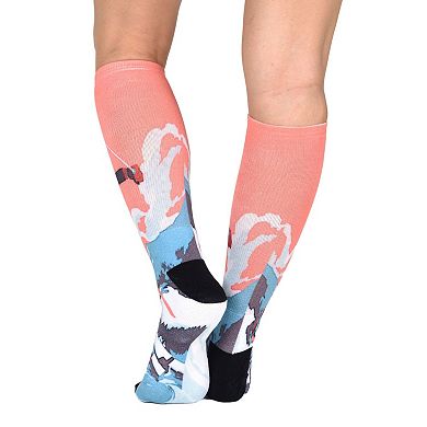 Alpine Racer Pattern CoolMax Knee High Socks, Men & Women Colorful 1 Pair Socks