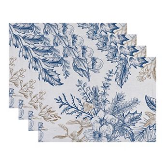 Farmhouse Placemats Set of 4 Polyester Flower Placemats for Dining Table Decor Table Mat