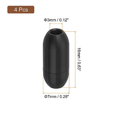 Leather Cord End Clasp, 3Pcs 3mm Hole Leather Clasps, Cord End Caps Closures Cord Buckle Black