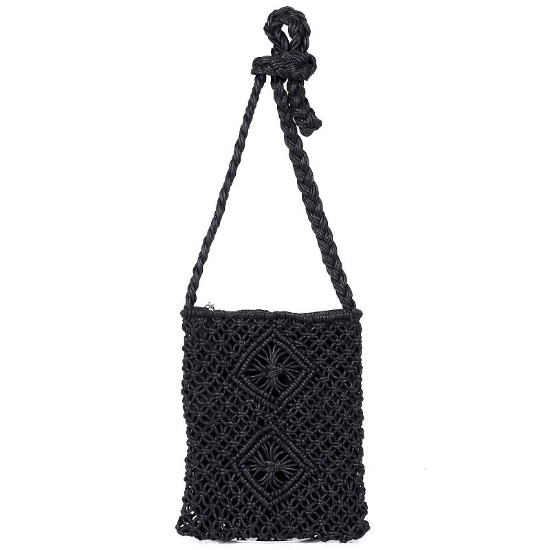 Karla Hanson Boho Macrame Crossbody Bag, Black