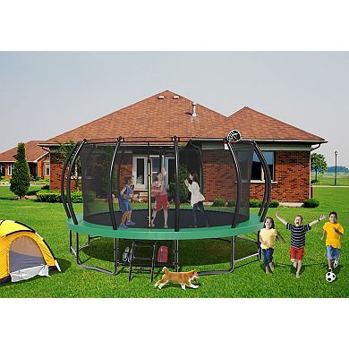 15 FT Pumpkin Style Outdoor Trampoline Curved Poles Heavy Duty Rustproof ASTM Certified