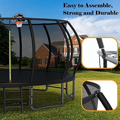 16FT Pumpkin Style Trampoline Upgrade with Balance Bars and Storage Bag