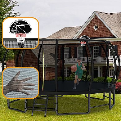 16FT Pumpkin Style Trampoline Upgrade with Balance Bars and Storage Bag