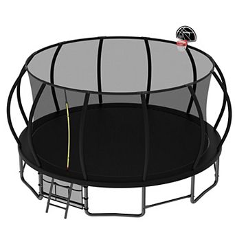 16FT Pumpkin Style Trampoline Upgrade with Balance Bars and Storage Bag