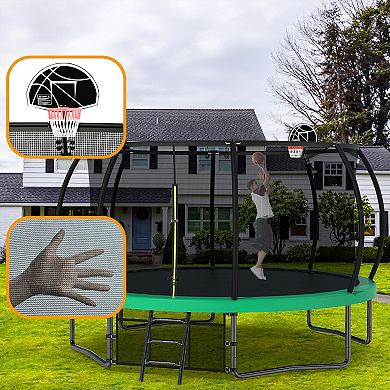 12FT Pumpkin-Style Trampoline Certified Safety Durable Design for Family Fun