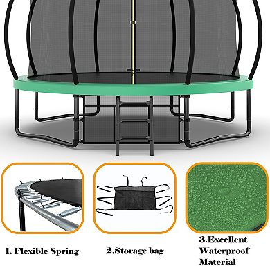 12FT Pumpkin-Style Trampoline Certified Safety Durable Design for Family Fun