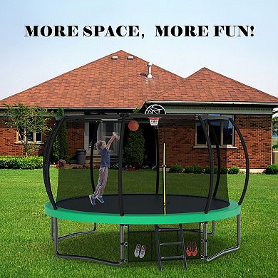 12FT Pumpkin-Style Trampoline Certified Safety Durable Design for Family Fun