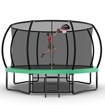 12FT Pumpkin-Style Trampoline Certified Safety Durable Design for Family Fun