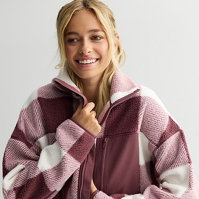 Juniors' SO® Full-Zip Pocket Teddy Fleece Jacket
