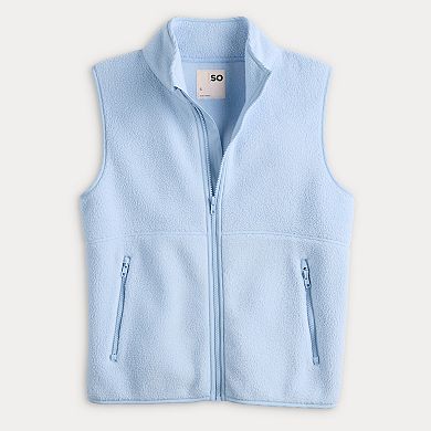 Juniors' SO® Full-Zip Teddy Fleece Vest