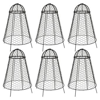 Sunnydaze Iron Mesh Cloche Plant Protector with Removable Cover - 6-Pack