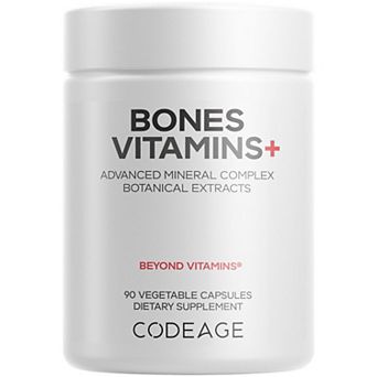 Codeage Bones Vitamins+, Vitamin C, D3 & K2, Calcium, Magnesium, L-Lysine, Boron, Resveratrol, 90 ct