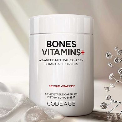 Codeage Bones Vitamins+, Vitamin C, D3 & K2, Calcium, Magnesium, L-Lysine, Boron, Resveratrol, 90 ct