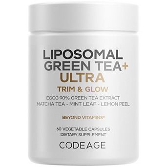Codeage Liposomal Green Tea+, EGCG 90%, Matcha Green Tea, Peppermint Leaf, Lemon Peel, 60 ct