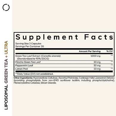 Codeage Liposomal Green Tea+, EGCG 90%, Matcha Green Tea, Peppermint Leaf, Lemon Peel, 60 ct
