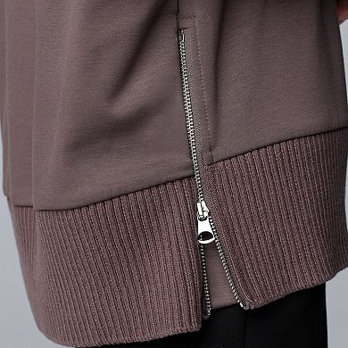 Women's Simply Vera Vera Wang Side Zip Scuba Trim Sweatshirt