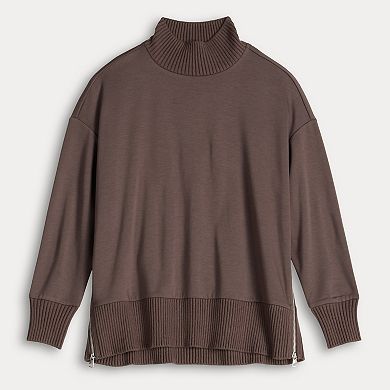 Women's Simply Vera Vera Wang Side Zip Scuba Trim Sweatshirt