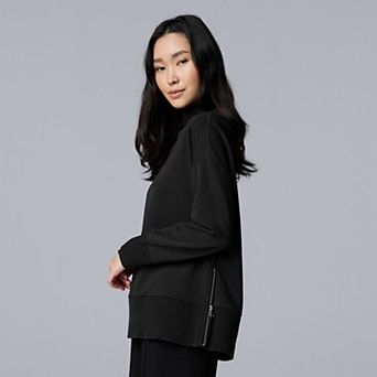 Women's Simply Vera Vera Wang Side Zip Scuba Trim Sweatshirt