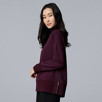 Women's Simply Vera Vera Wang Side Zip Scuba Trim Sweatshirt