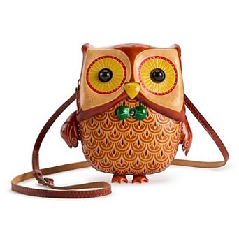 AmeriLeather Owl Leather Crossbody Bag