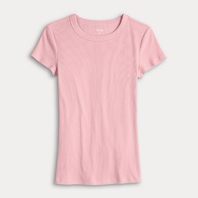 Petite Sonoma Goods For Life® Rib Crewneck Short Sleeve Tee