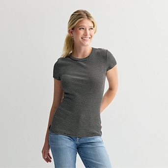 Petite Sonoma Goods For Life® Rib Crewneck Short Sleeve Tee