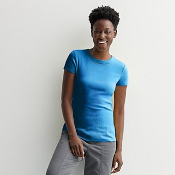 Petite Sonoma Goods For Life® Rib Crewneck Short Sleeve Tee