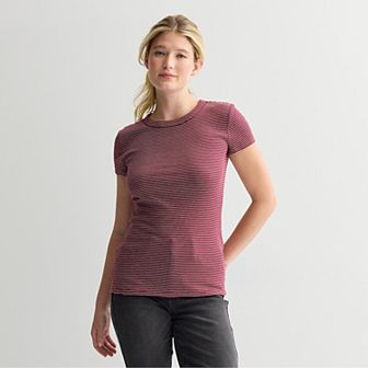 Petite Sonoma Goods For Life® Rib Crewneck Short Sleeve Tee