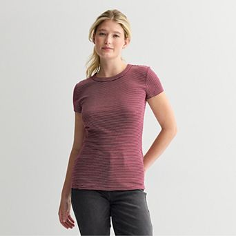 Petite Sonoma Goods For Life® Rib Crewneck Short Sleeve Tee